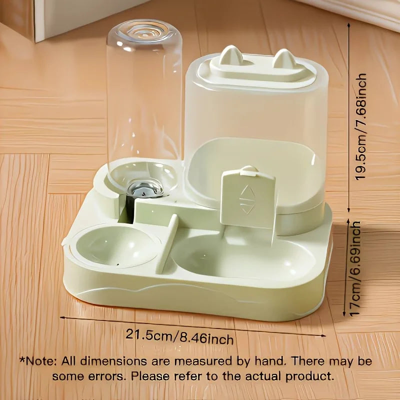 Distributeur 2-en-1 Nourriture & Eau pour Animaux, Séparation Sec/Humide, Plastique Résistant Transparent, Sans Pile, Chats & Chiens, Idéal Voyage