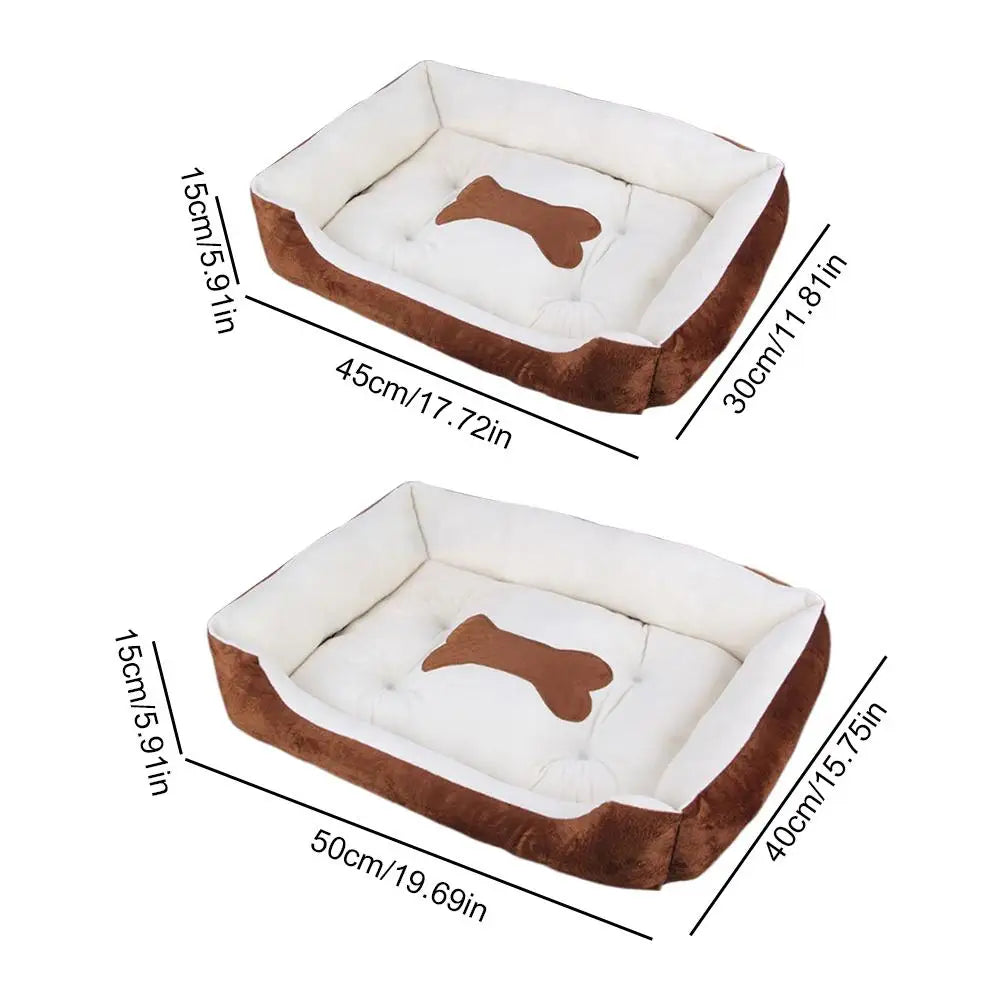 Panier Rectangulaire en Peluche pour Chien & Chat, Doux et Chaud, Petit/Moyen/Grand, Coussin Nid Confortable