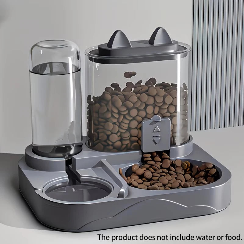 Distributeur 2-en-1 Nourriture & Eau pour Animaux, Séparation Sec/Humide, Plastique Résistant Transparent, Sans Pile, Chats & Chiens, Idéal Voyage